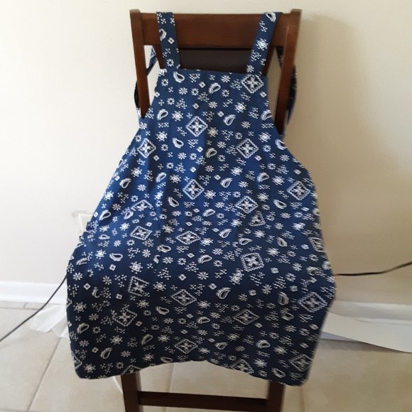 Blue Bandana print Cross Back Apron - Picture 1 of 4